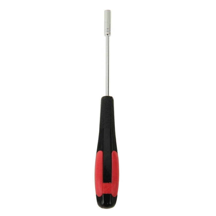 4mm socket head screw driver with black grip and red accents, bit facing up