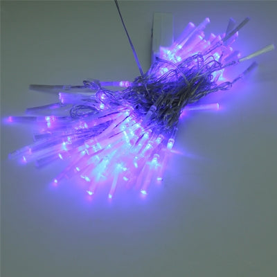 Blue LED string light cluster with multiple mini bulbs and dark wire strands
