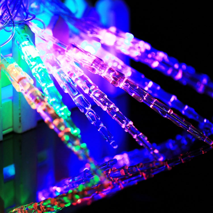Multi-colored LED string lights with clear bulb tips and thin wire strands