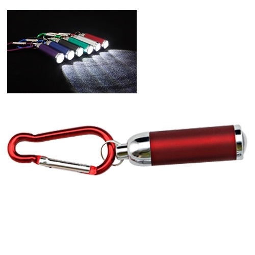 Red carabiner keychain buckle with metal clip and cylindrical shell
