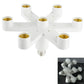 Seven-way E27 lamp holder converter with white arms and gold threaded sockets for bulbs