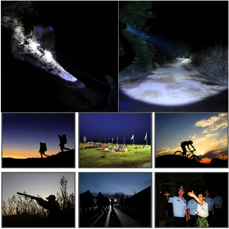 SK68 180lm zoom lens LED flashlight showing bright focused light beam