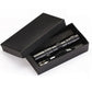 Black mini LED flashlight in open gift box with foam insert