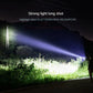 Black mini LED flashlight projecting a long light beam