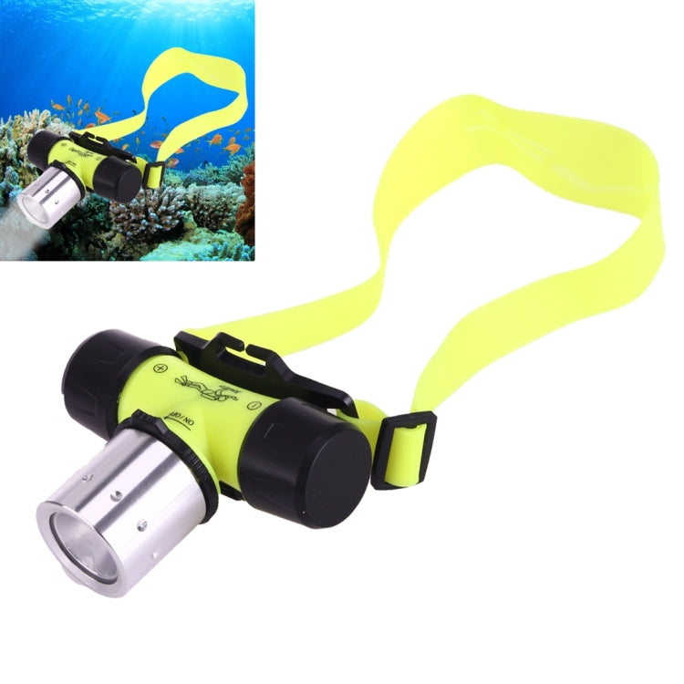 Lime green diving LED flashlight with black head and silver cylinder, wrist strap