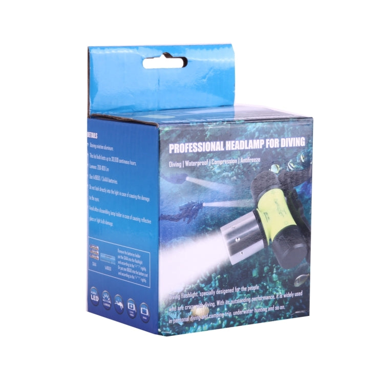 Retail box for 50m diving LED flashlight with underwater lighting headlamp info