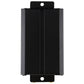 Black GPS vehicle tracker with metal housing and mounting tabs, front panel facing up