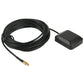 Active GPS antenna with coiled black 3m cable, rectangular puck base and MCX plug