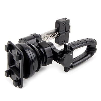 Universal car air vent mount holder clamp with spring-loaded arm and cradle, black