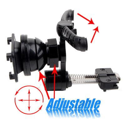 Adjustable car air vent mount holder with rotating cradle and spring tension, black