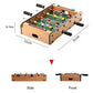 Wood tabletop football game with size diagram and foosball rods