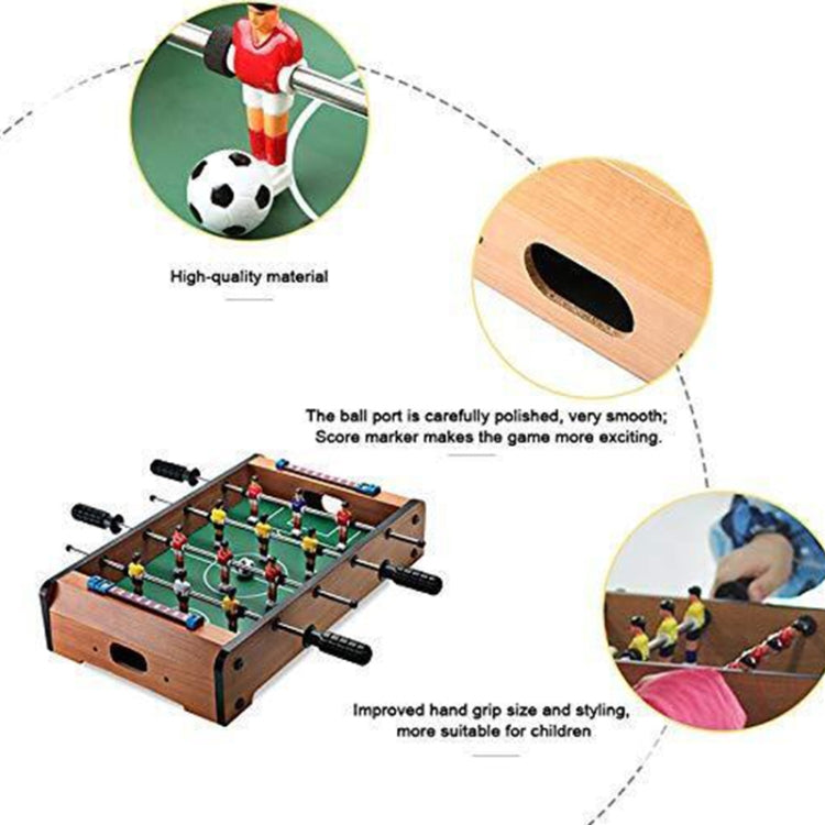 Wood tabletop football game with smooth ball and grip rods for play
