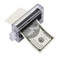 3-piece money printer trick toy with clear tray and inserted banknote