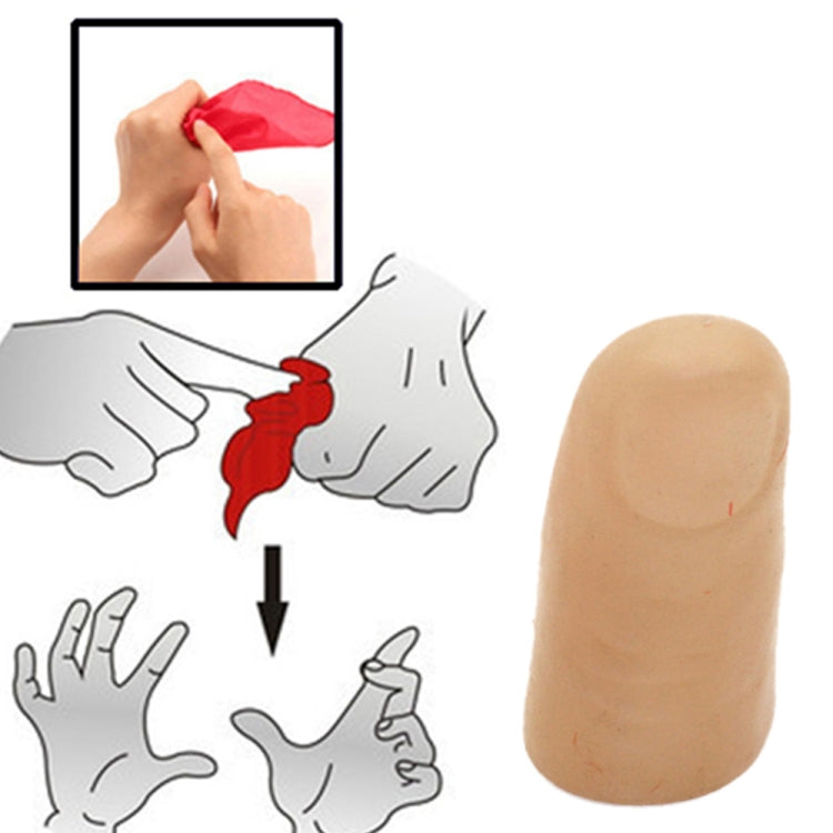 Red scarf and beige finger sleeve prop with hand demonstration