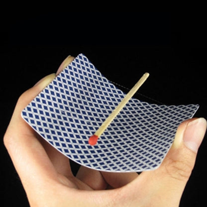 Air-floating magic card toy with blue grid card, wooden sticks and red tip