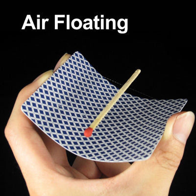 Blue grid air-floating magic card toy held in hand with wooden sticks and red tips