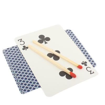 Air-floating magic card set with blue grid cards, wooden sticks and red-tipped ends