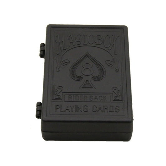 Black embossed magic card box with “MAGICBOX” and “PLAYING CARDS” text