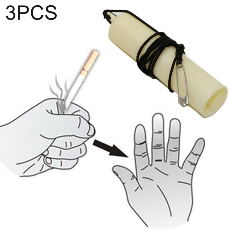 Magic cigarette vanish trick set: cream tube with black ties and metal clips, 3 pcs