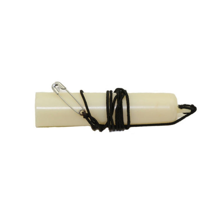 Magic cigarette vanish trick tube, cream cylinder with black cord and metal hook