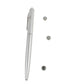 Silver UV light pen standing upright with small metal refill pieces