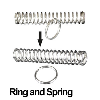 Metal ring and spring trick toy, with ring and two coiled springs