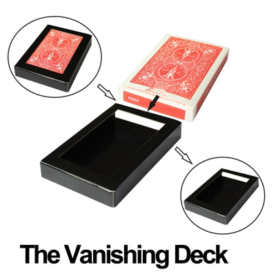 Vanishing card deck set with open black tray and red card deck