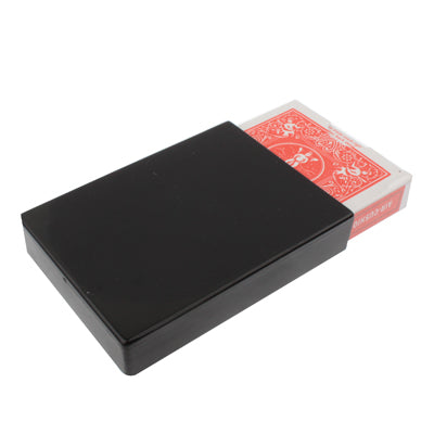 Black card tray with red patterned deck box