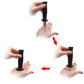 Retractable plastic gag knife showing blade retraction and extension, black handle