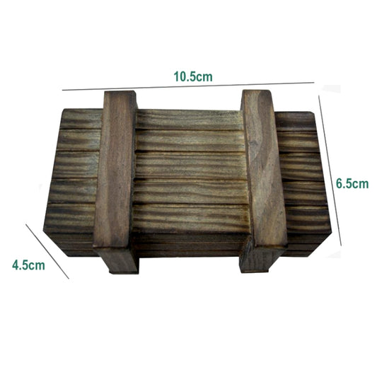 Dark wooden secret drawer box, 10.5cm x 6.5cm x 4.5cm
