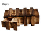 Wooden puzzle box with secret drawer, L size, top slatted lid with side openings
