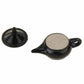 Black teapot magic prop with lid knob and coin accessory