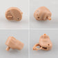 Beige hearing aid body with ear canal tip and removable parts, K-80, angled views