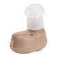 Wireless hearing aid with beige base and white ear tip cap