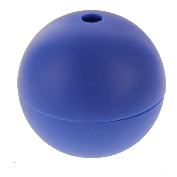 Blue silicone sphere ice cube mold with top filling opening