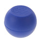 Blue silicone sphere mold with embossed design and label text on lid