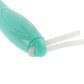 Teal skipping rope handle end with cord connector and smooth curved shape