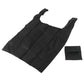 Black foldable nylon grocery tote bag with handles, with folded storage pouch