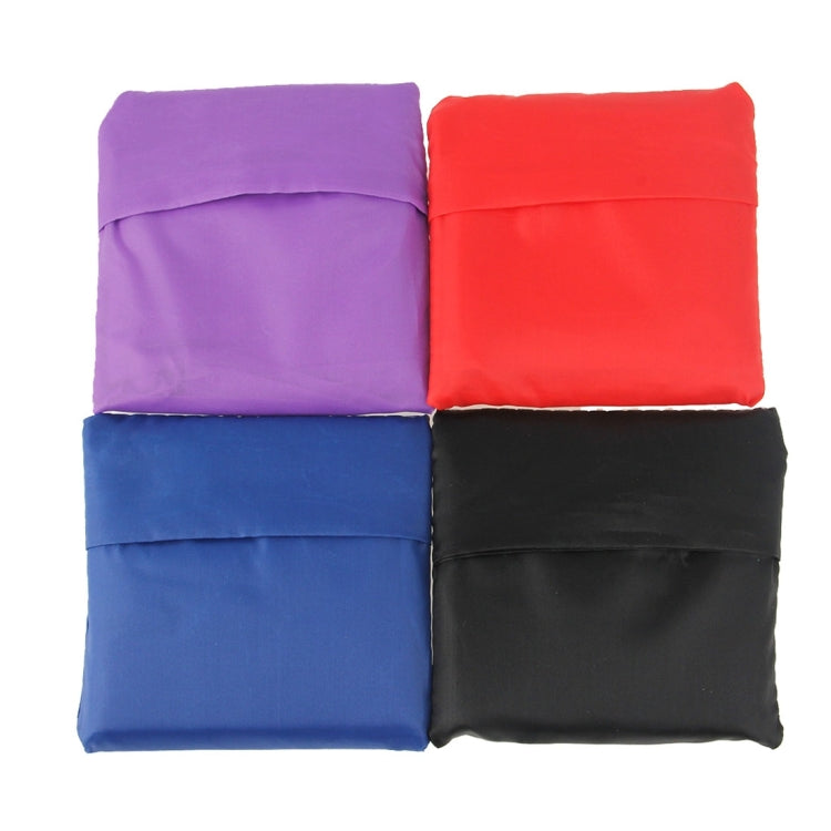 Set of foldable nylon grocery pouches in purple, red, blue, and black