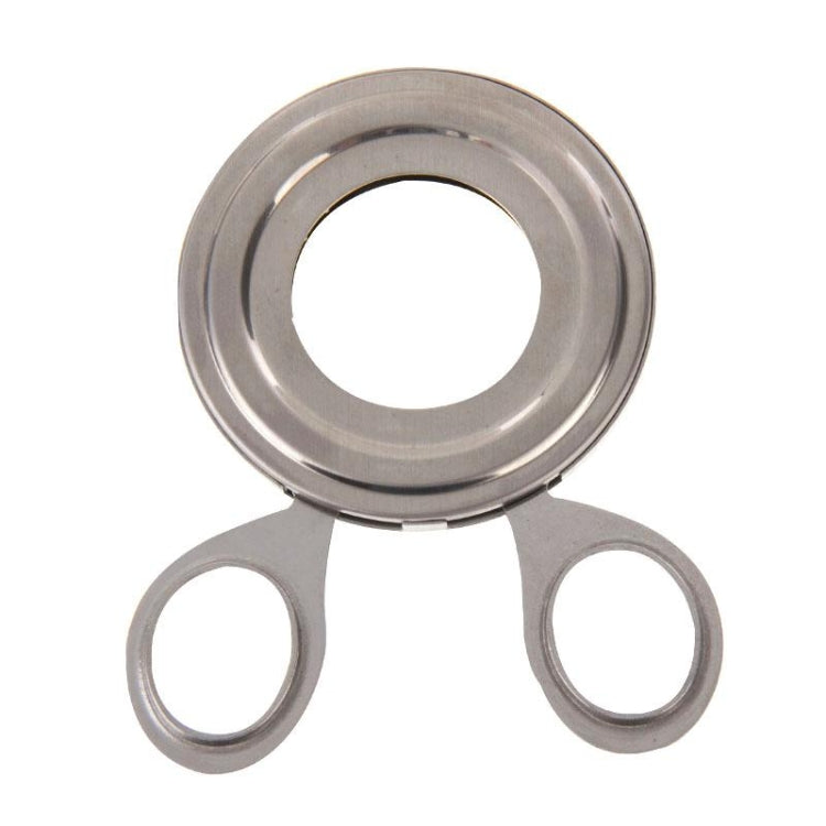 Stainless steel egg shell cutter tool with circular ring and two side loop handles