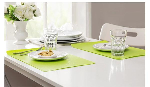 Lime green silicone heat-insulation mat, rectangular, 40x30 cm