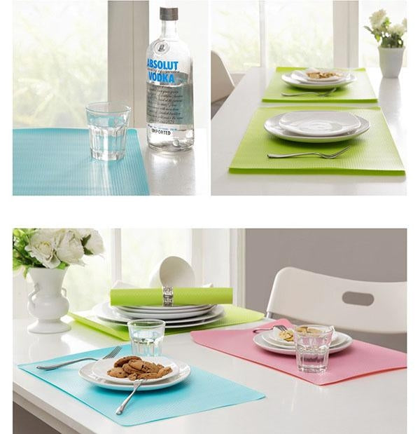 Silicone heat-insulation mats in green, pink, and blue, 40x30 cm