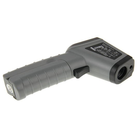 Handheld infrared thermometer with wide barrel and circular sensor opening