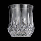 Clear faceted LED light cup, rounded glass shape with ridged diamond texture
