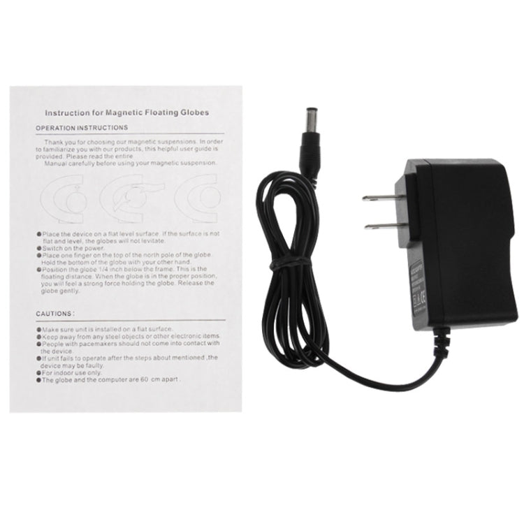 Black power adapter and cable set for magnetic floating globe