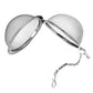 Large stainless steel mesh tea infuser pods opened with chain
