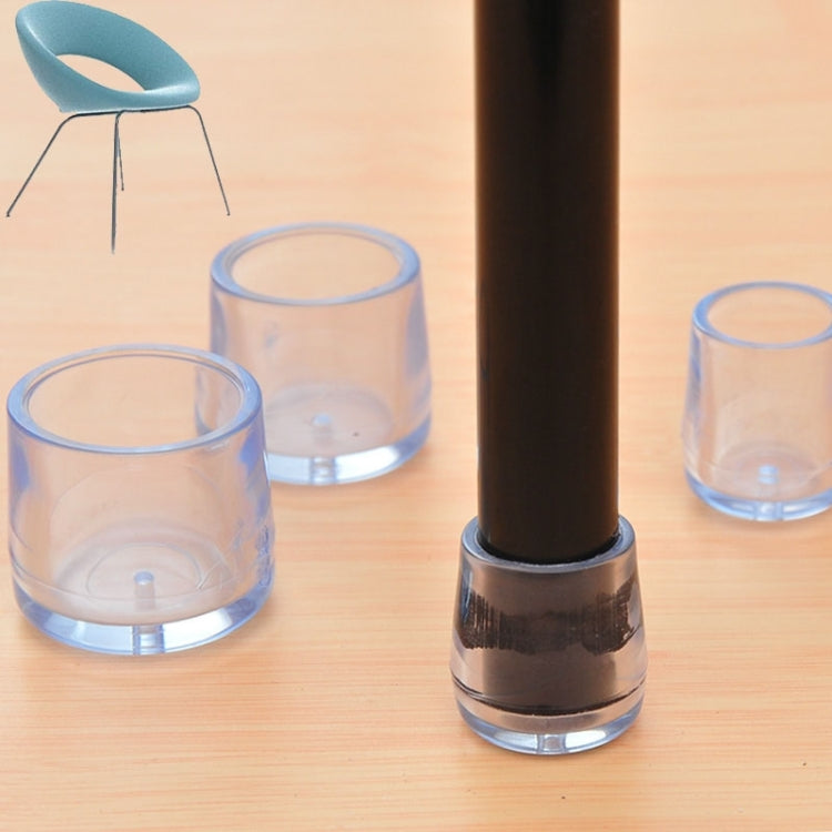 Clear pipe chair leg caps set, 21mm inner diameter, one cap on metal chair leg