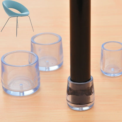 Clear pipe chair leg caps set, 21mm inner diameter, one cap on metal chair leg