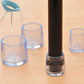 Clear pipe chair leg caps set, 21mm inner diameter, four caps shown with metal leg