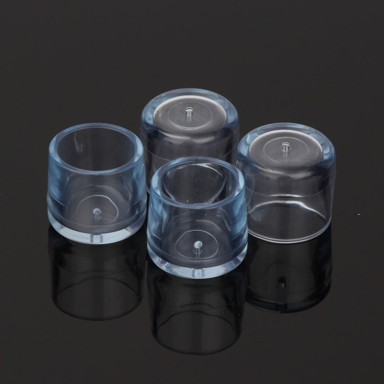 Clear 21mm pipe chair leg caps, set of four, translucent with center mounting pin